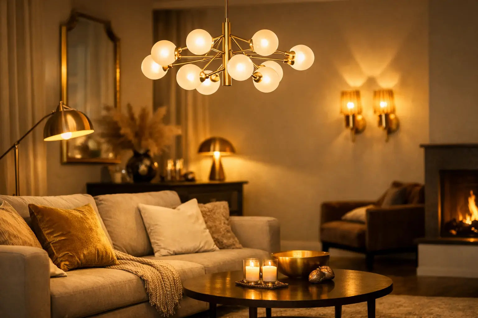 Gouden verlichting woonkamer met karakter