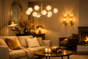 Gouden verlichting woonkamer met karakter