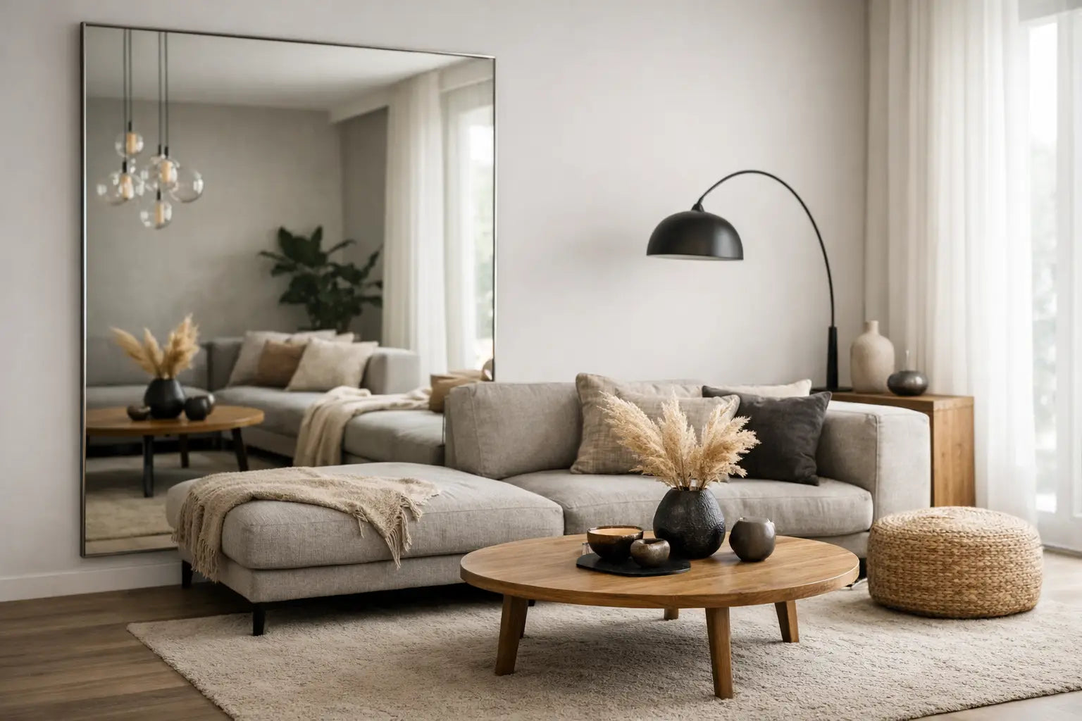 Grote spiegel woonkamer: stijl met effect