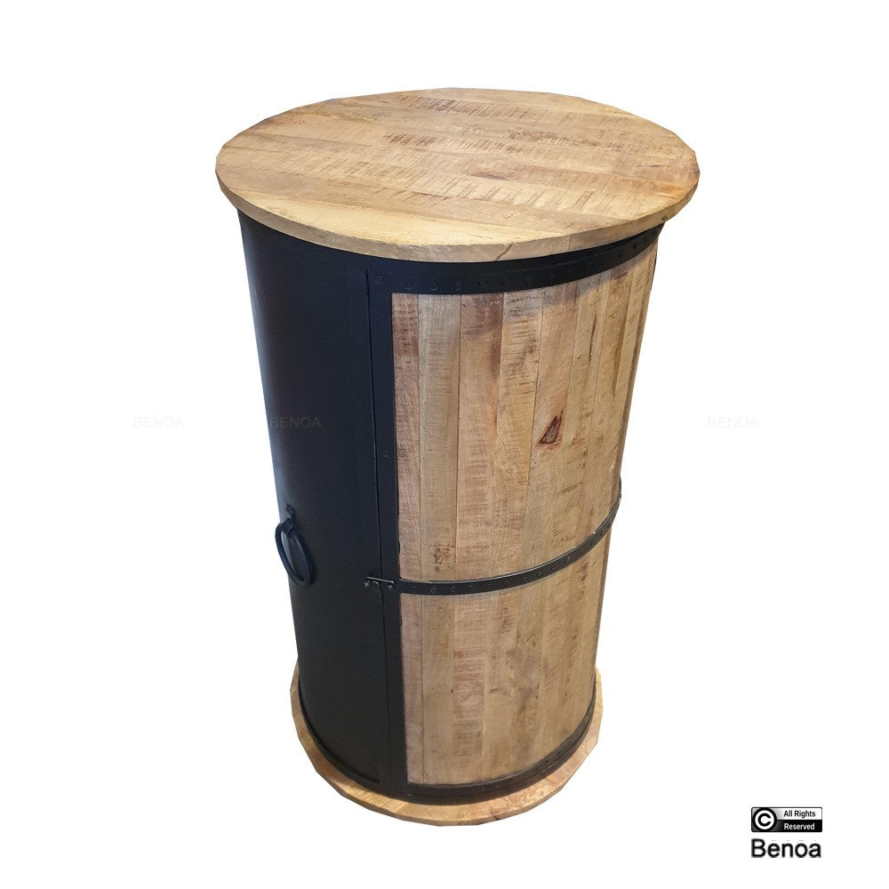 Weinschrank aus Mango und schwarzem Stahl