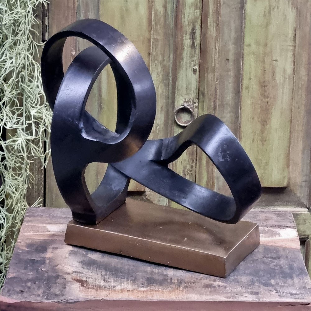 Sculptuur Antiek Koper met Plateau Bronze Base