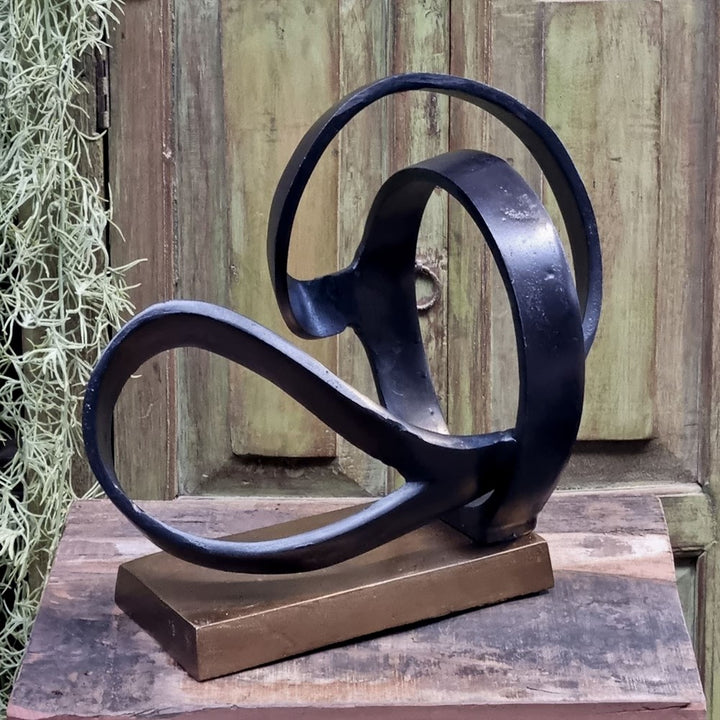 Sculptuur Antiek Koper met Plateau Bronze Base