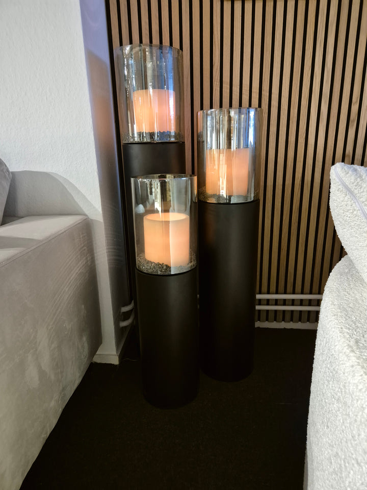 Hurricane Windlichter 3er Set Schwarz