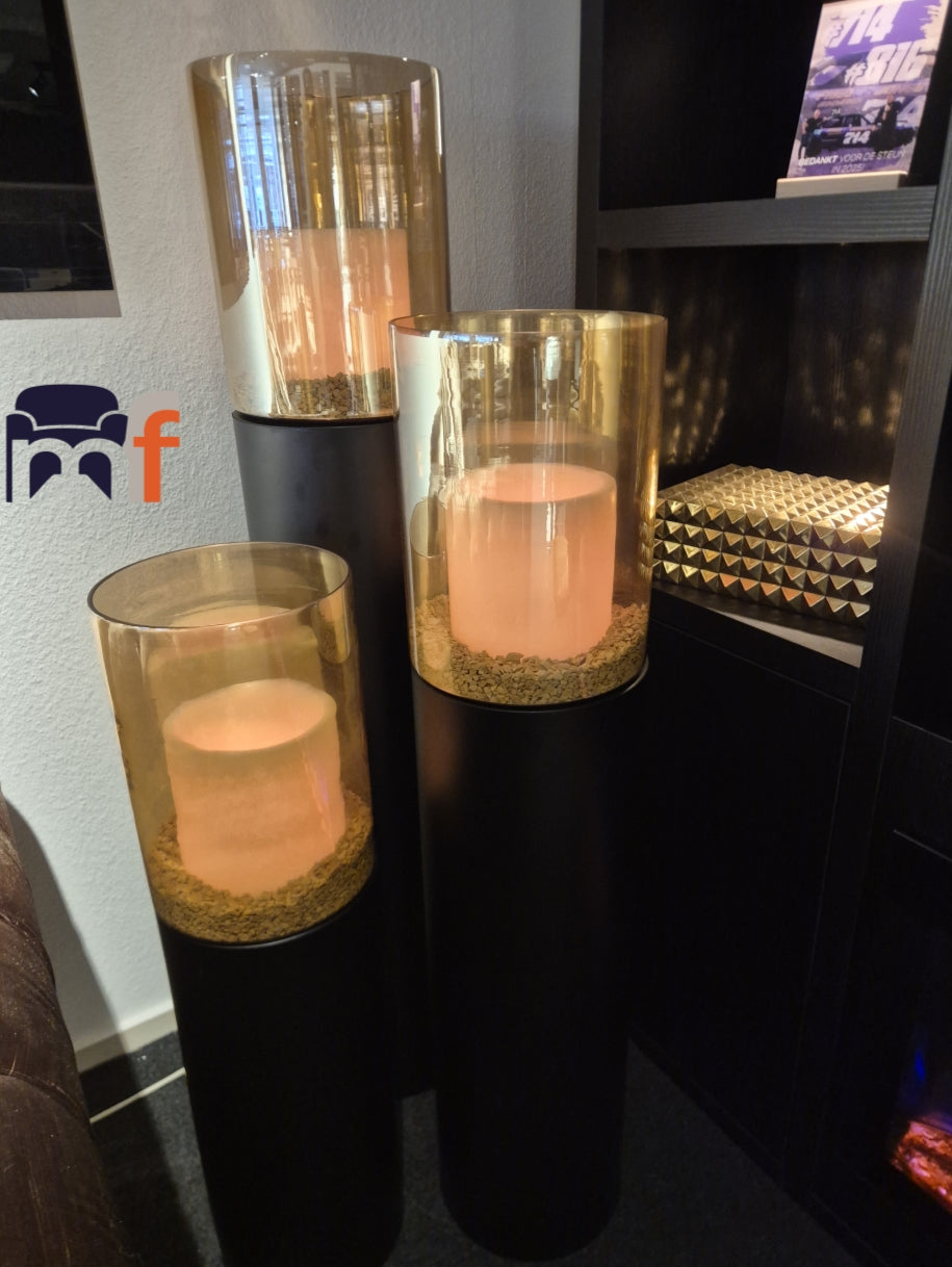 Hurricane Windlichter 3er Set Schwarz