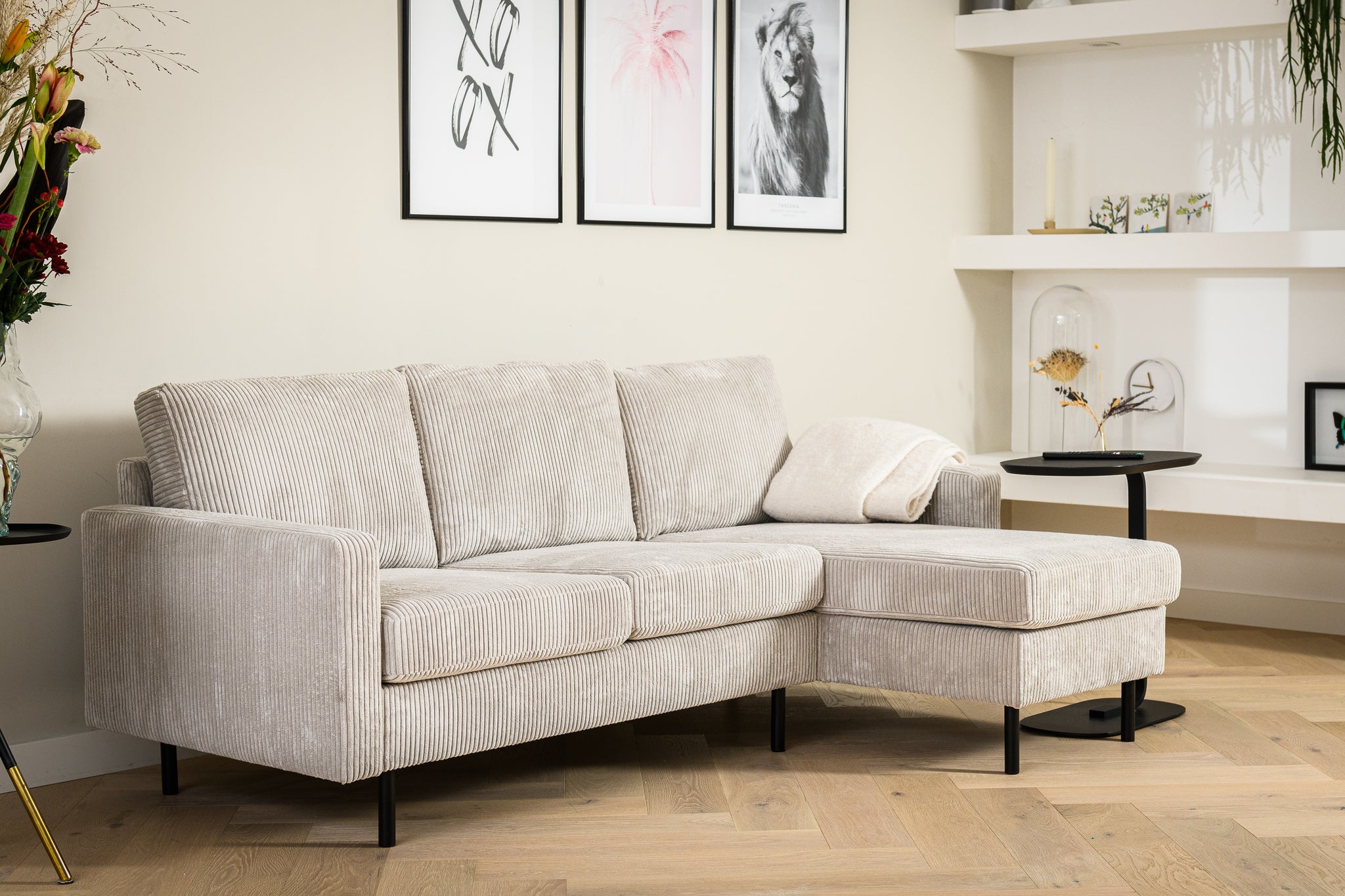 3-Sitzer-Sofa CL L+R, Stoff RIB, RIB920 natur