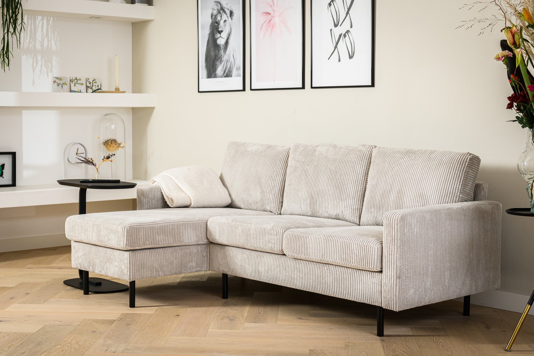 3-Sitzer-Sofa CL L+R, Stoff RIB, RIB920 natur
