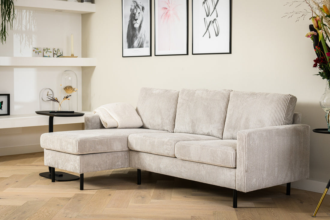 3-Sitzer-Sofa CL L+R, Stoff RIB, RIB920 natur