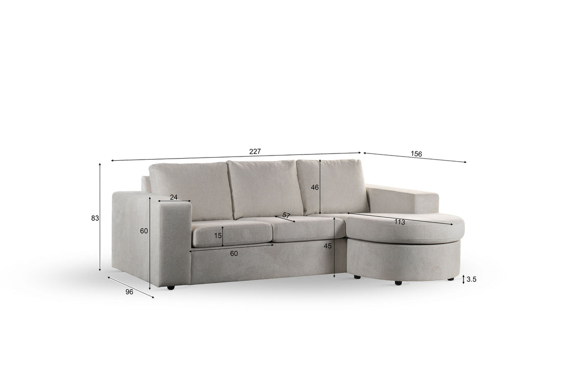 3-Sitzer-Sofa CL L+R, Stoff Lord 22, E460 beige