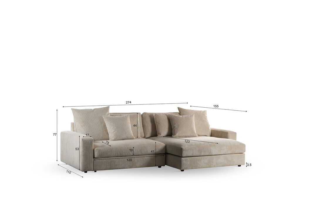 3-Sitzer-Sofa CL L+R, Stoff Lincoln 83, R920 natur
