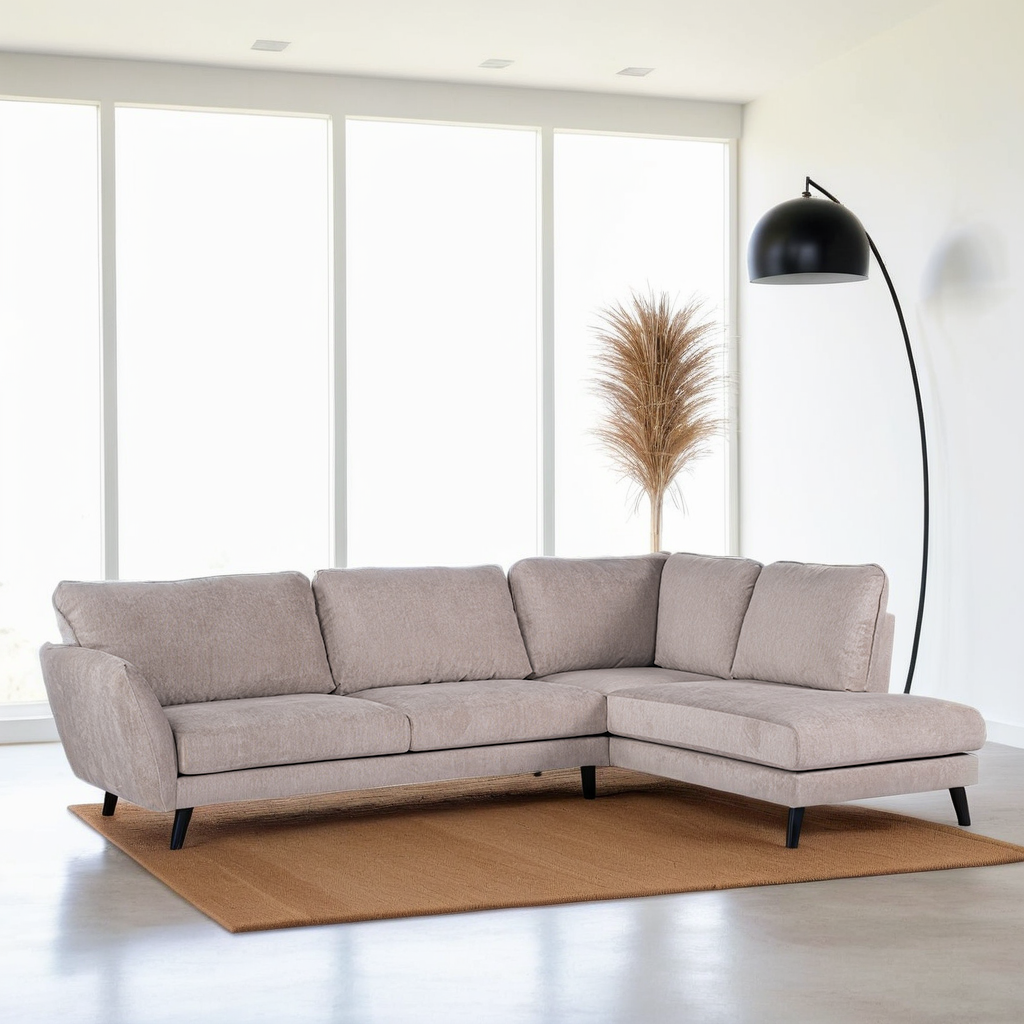 3 seater corner , fabric Orinoco 23, K460 beige, black leg