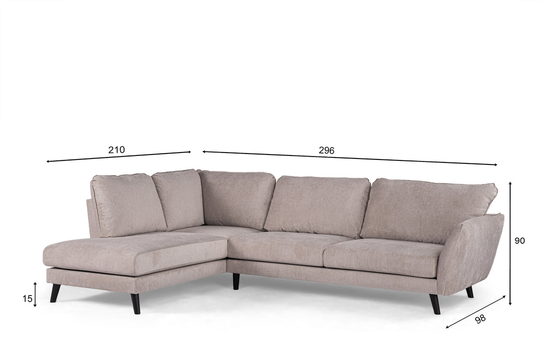 3 seater corner , fabric Orinoco 23, K460 beige, black leg
