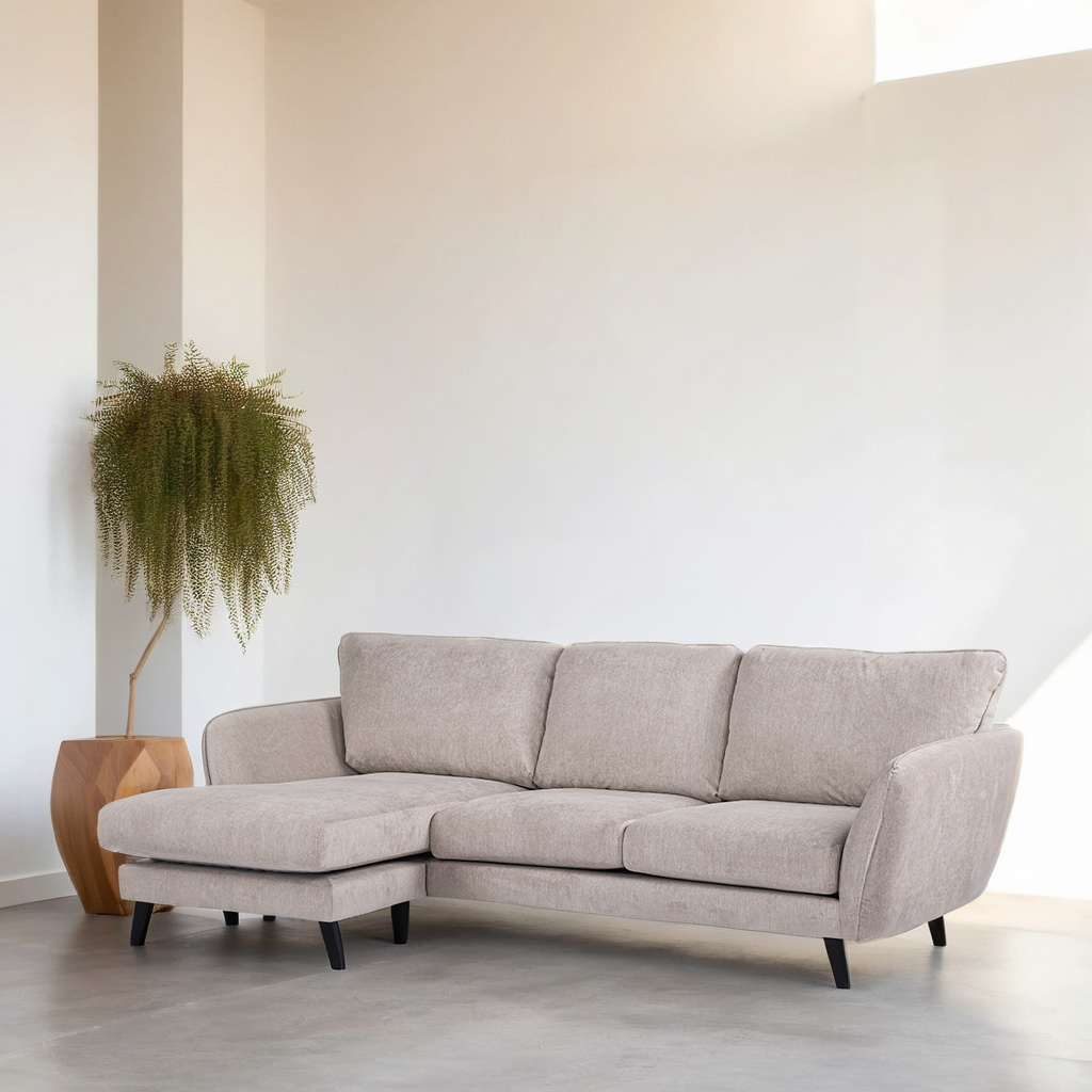 3-Sitzer-Sofa CL links, Stoff Orinoco 23, K460 beige, schwarze Beine