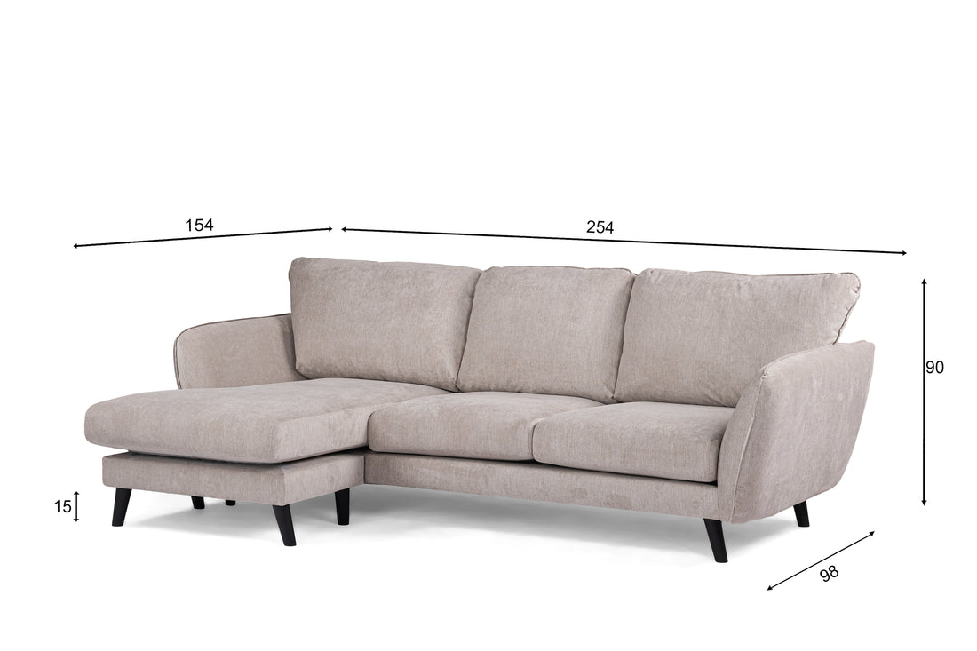 3-Sitzer-Sofa CL links, Stoff Orinoco 23, K460 beige, schwarze Beine
