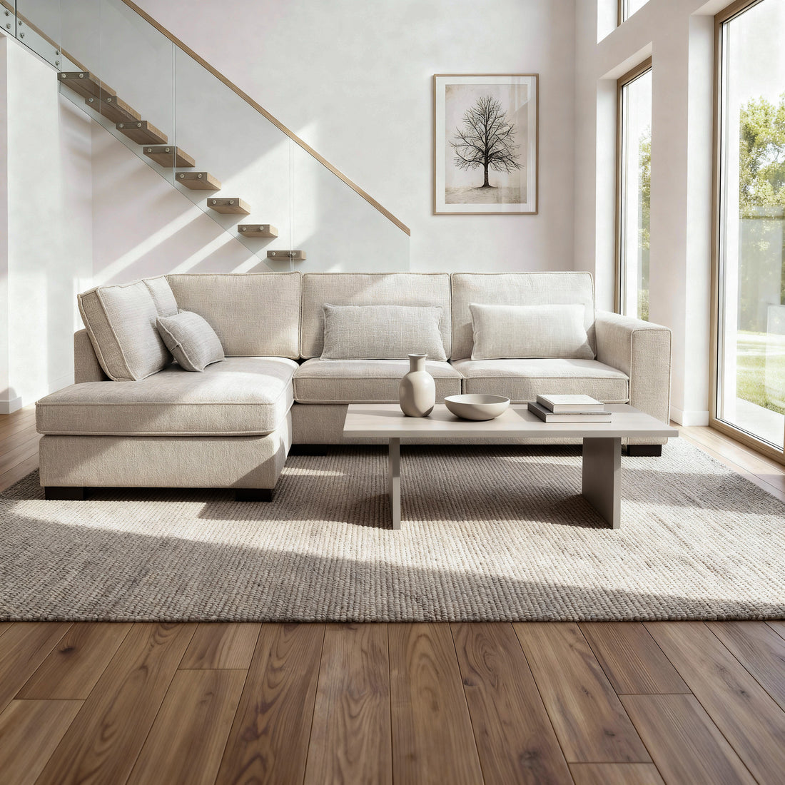 Addison, 3 zits hoek , stof Cremona 2, C460 beige