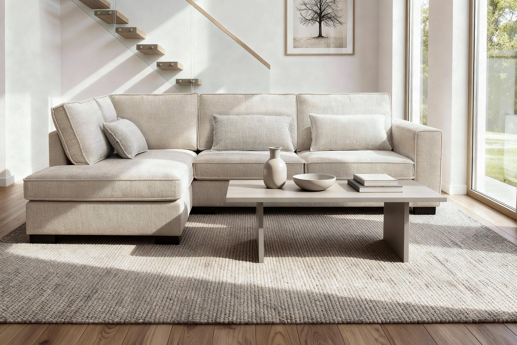 Addison, 3 zits hoek , stof Cremona 2, C460 beige