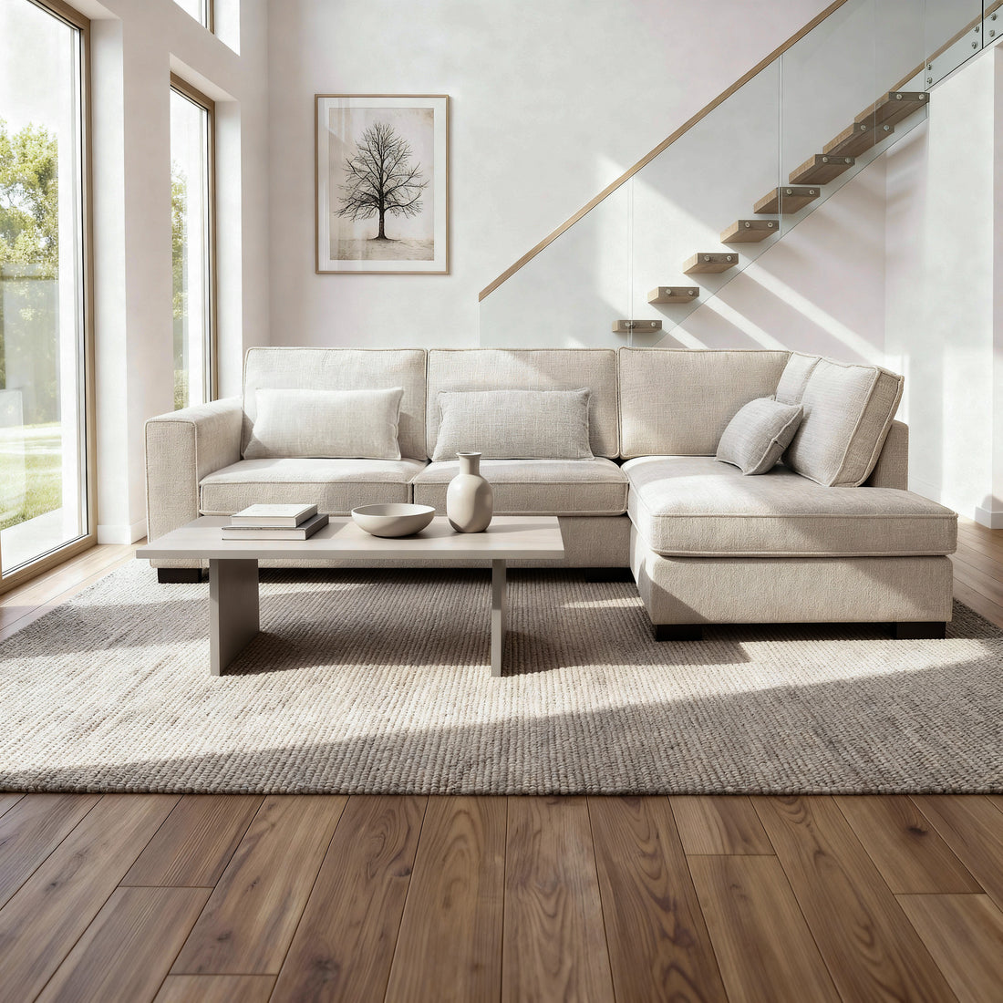 Addison, 3 zits hoek , stof Cremona 2, C460 beige