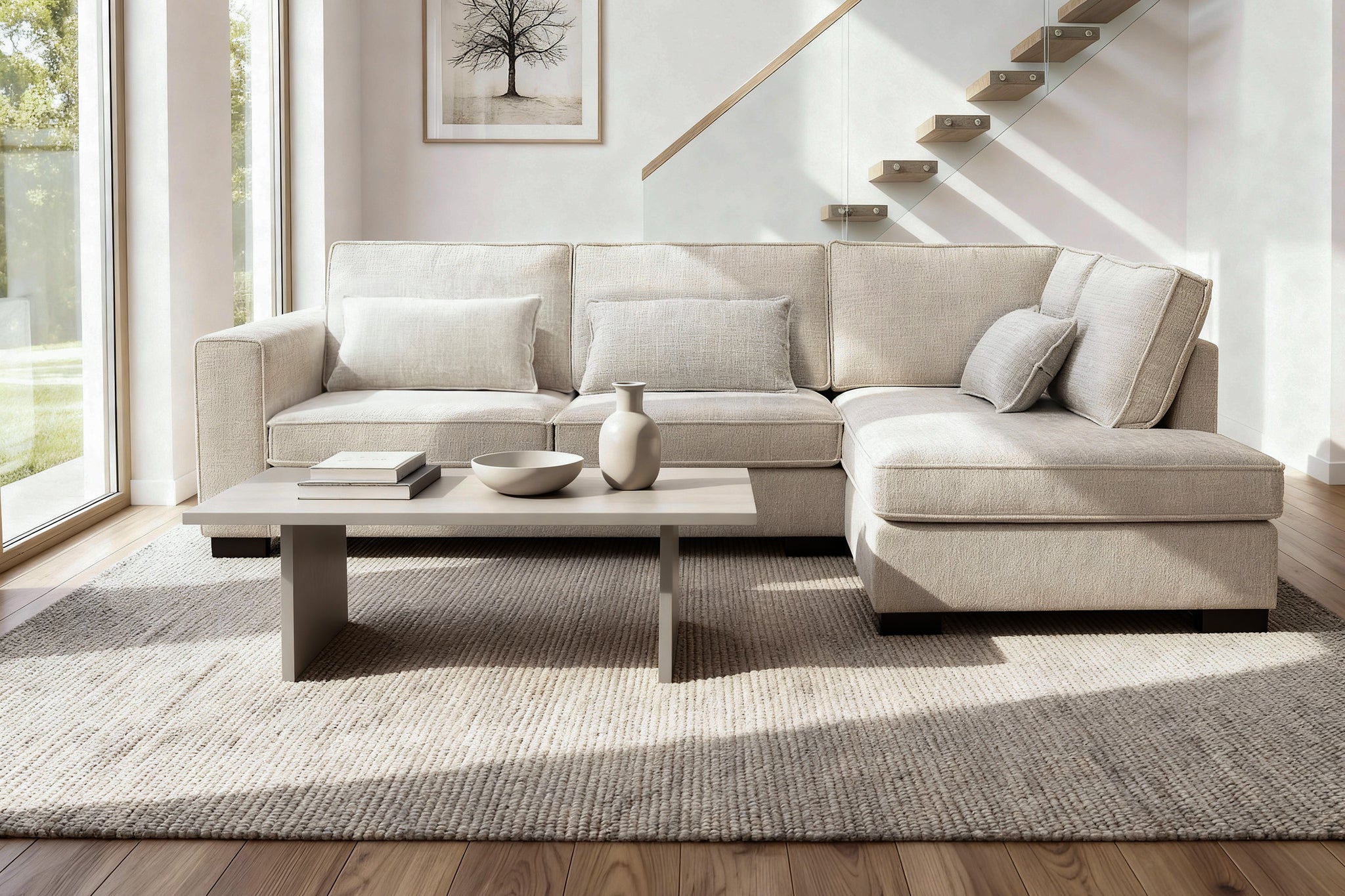 Addison, 3 zits hoek , stof Cremona 2, C460 beige