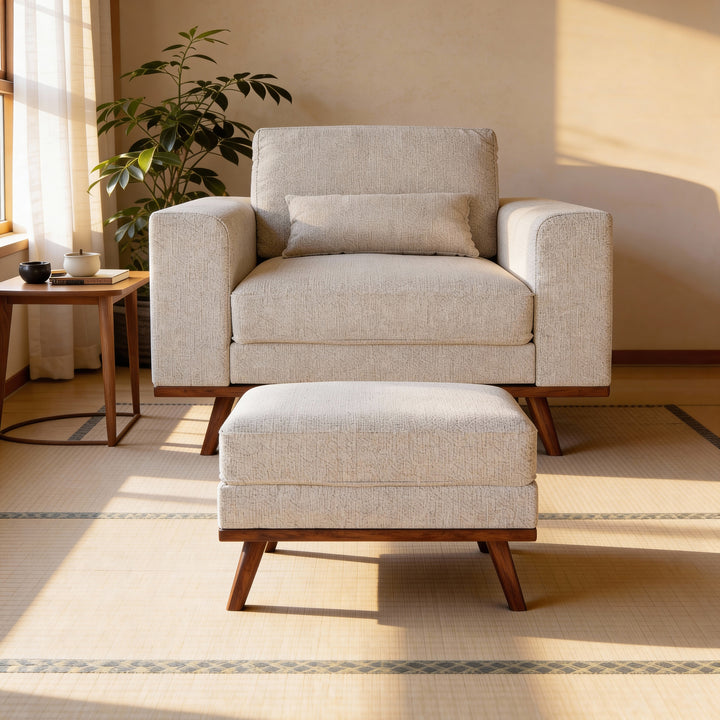 Japandi Hocker, stof Grande 03, G460 beige