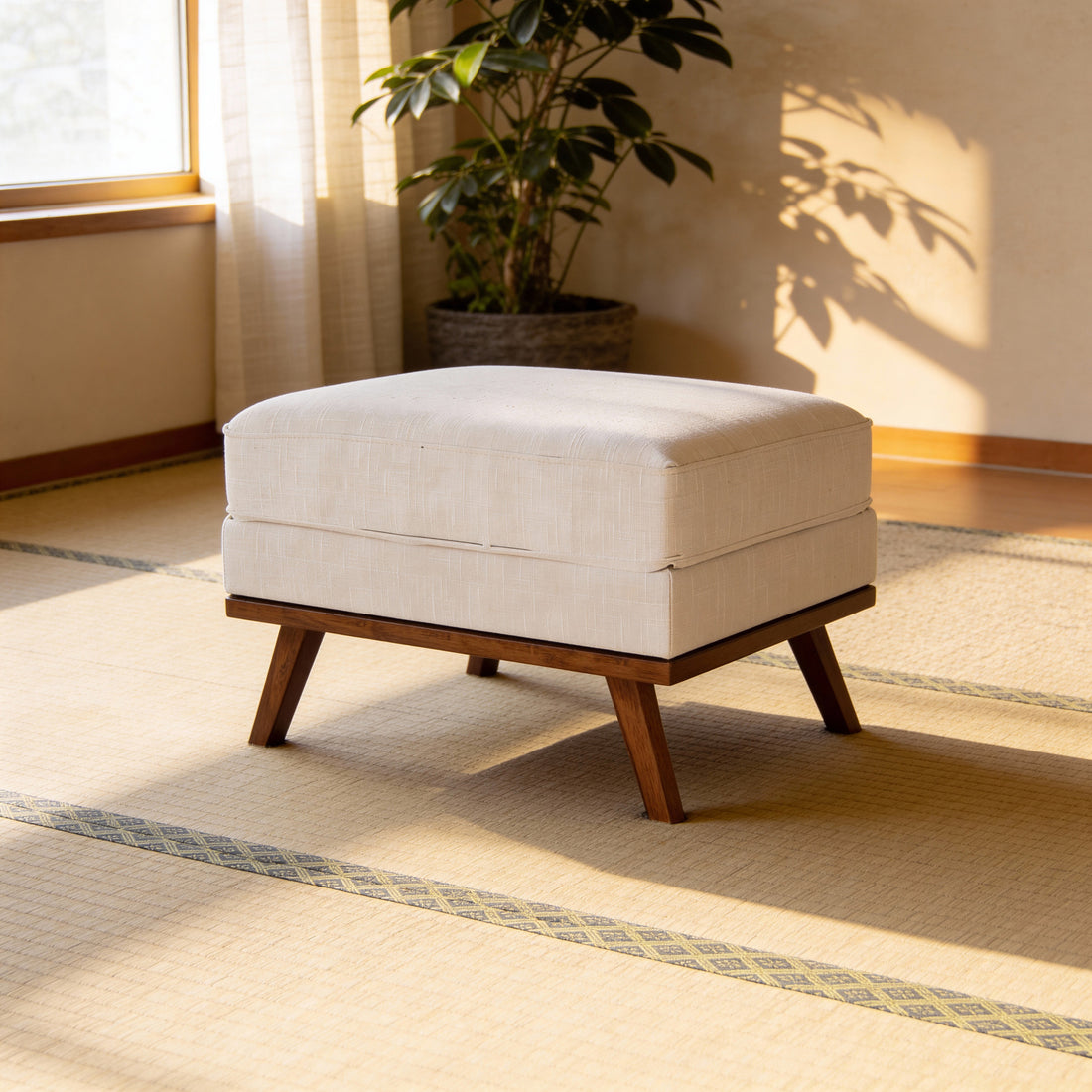 Japandi hocker, stof Melva 02, M460 beige