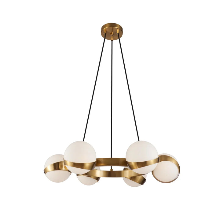 Elegante Gouden Hanglamp met Zes Bollen
