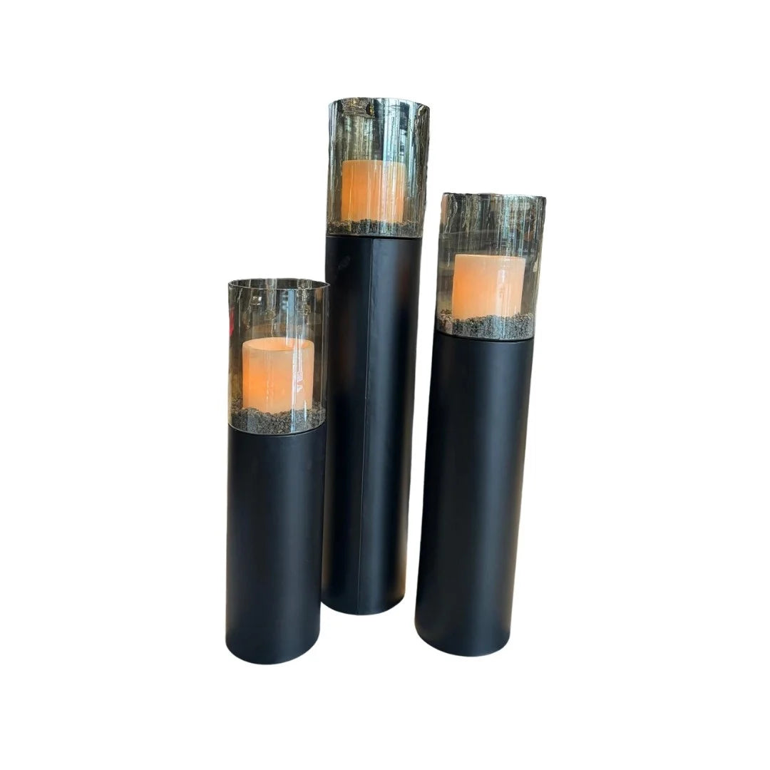 Hurricane Windlichter 3er Set Schwarz