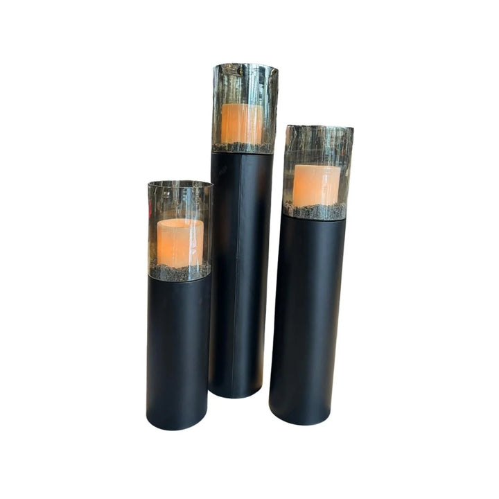 Hurricane Windlichter 3er Set Schwarz