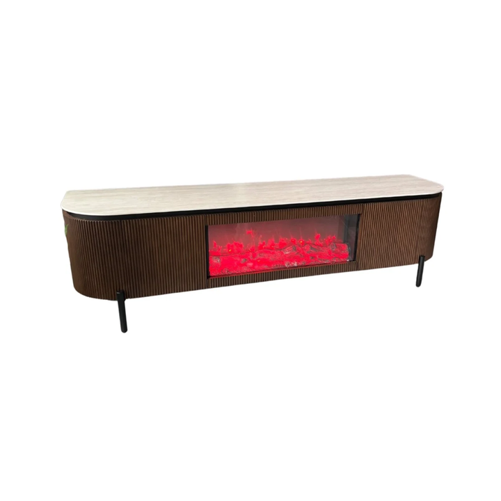 AQUA TVMEUBEL BROWN WHITH FIREPLACE 200X50X55 BEIGE CERAMIC