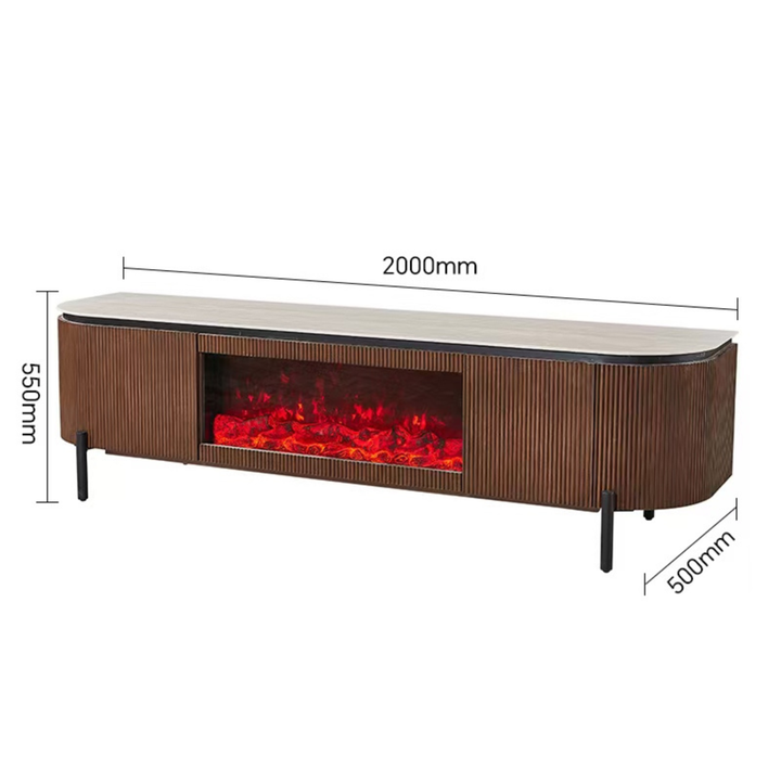AQUA TVMEUBEL BROWN WHITH FIREPLACE 200X50X55 BEIGE CERAMIC