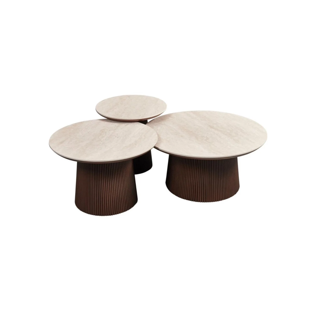 AQUA SALONTAFEL SET BROWN 80/38|65/42|50/46 BEIGE CERAMIC