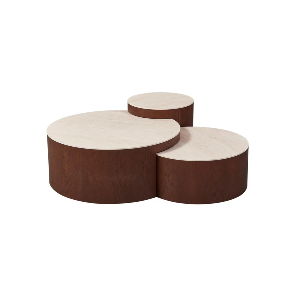 AQUA SALONTAFEL SET BROWN 90/37|70\30|50/45 BEIGE CERAMIC