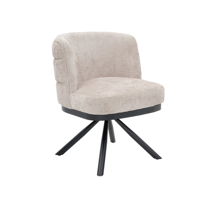 Stoel CORFU zwarte poten elegant taupe stof