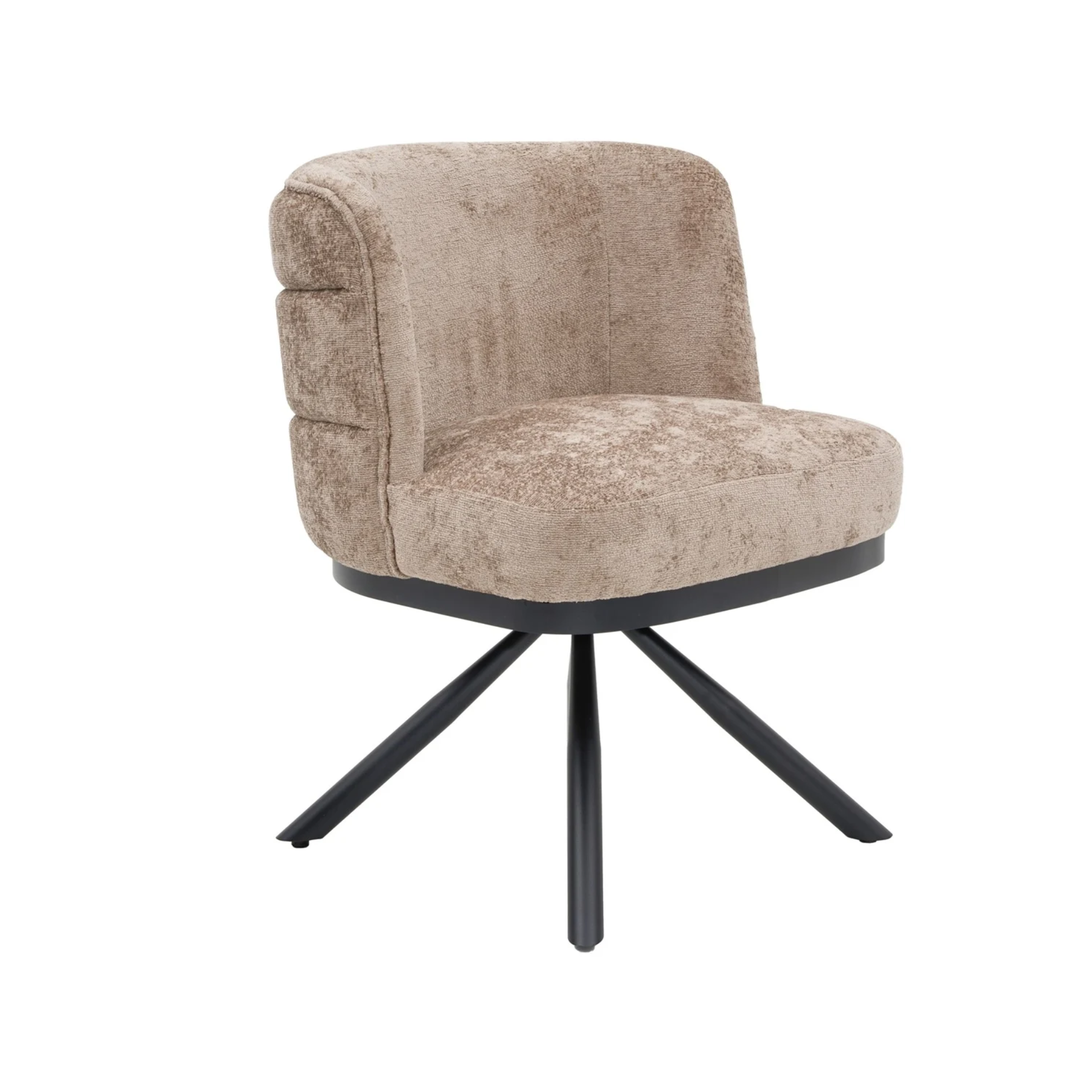 Stoel CORFU zwarte poten  elegant bruin stof