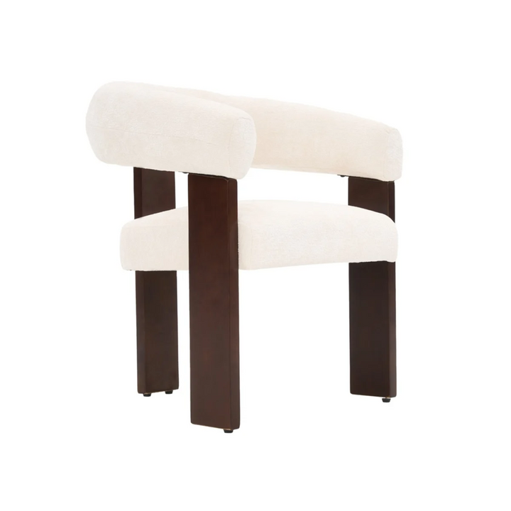 Stoel SARA bruine poten in elegant creme stof