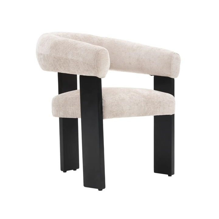 Stoel SARA zwarete poten elegant taupe stof