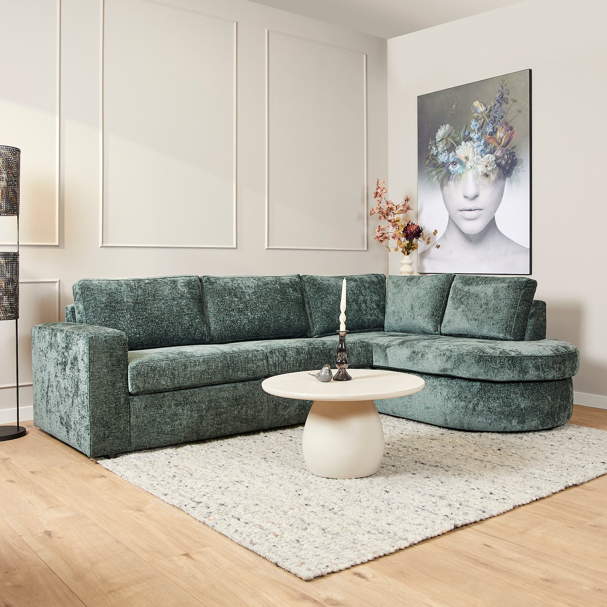 Sofa Alma | 2,5 zits + Divan Rechts | Green