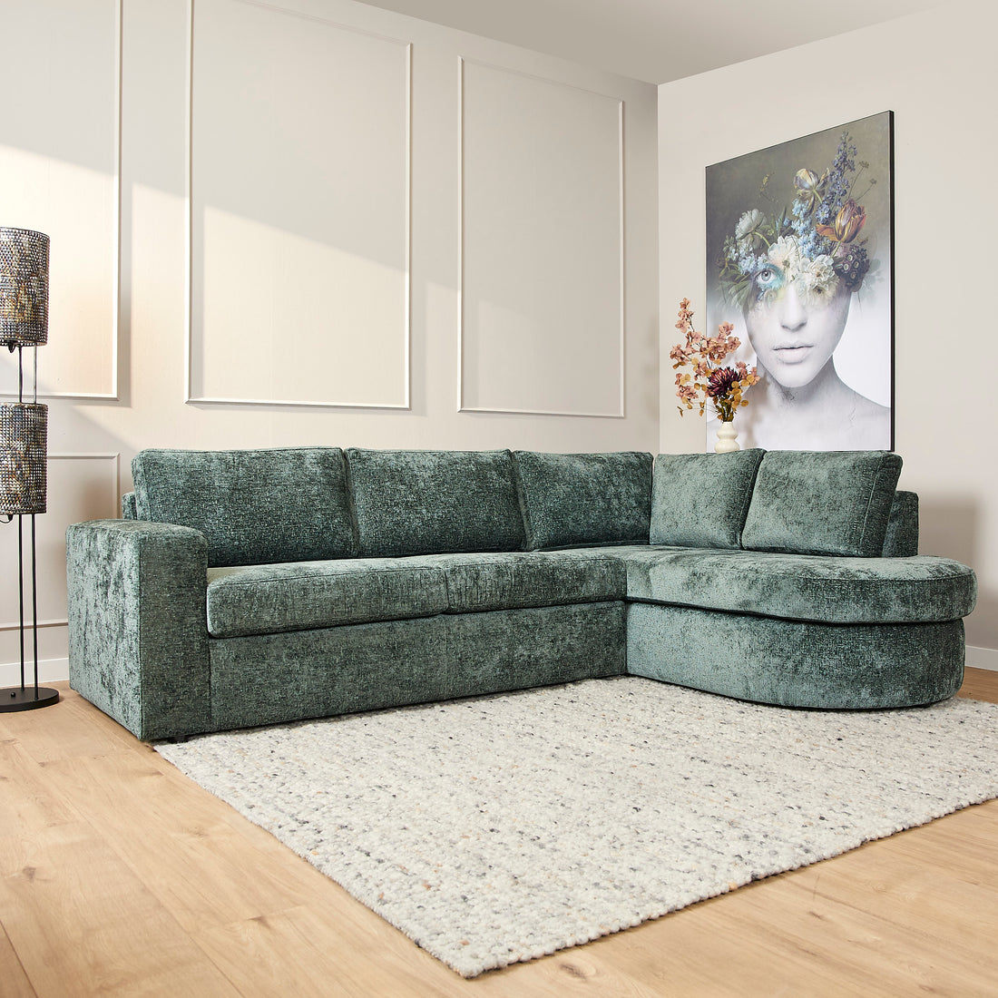 Sofa Alma | 2,5 zits + Divan Rechts | Green
