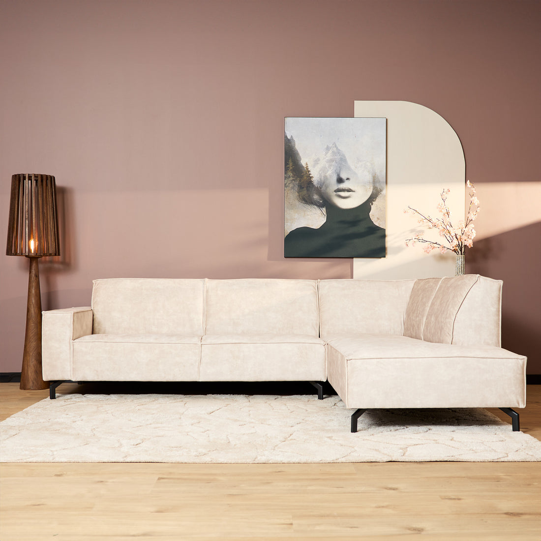 Sofa Floris| 2,5 zits + Divan Rechts | Velvet Beige