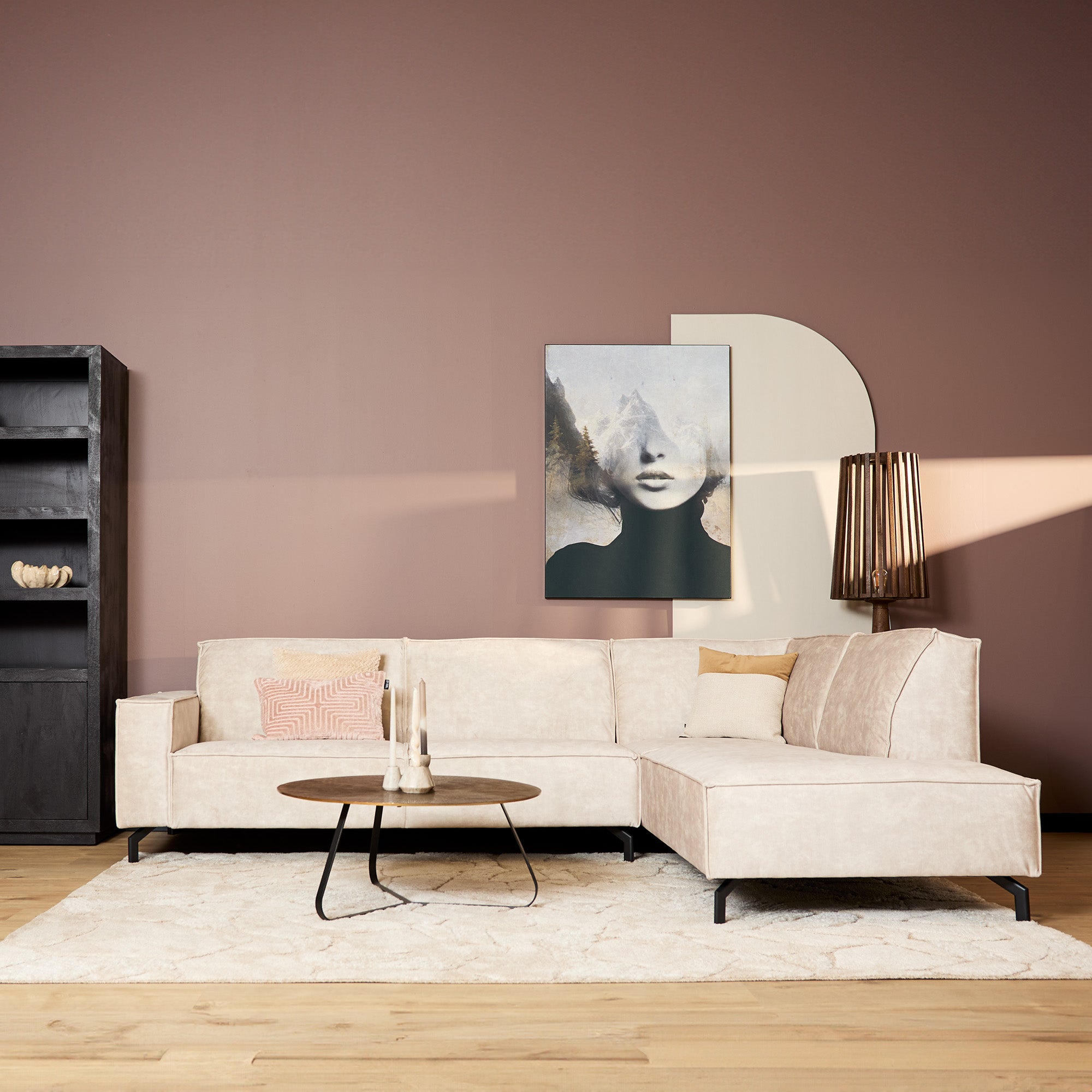 Sofa Floris| 2,5 zits + Divan Rechts | Velvet Beige