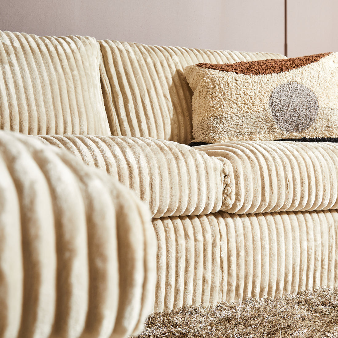 Sofa Teddy | 2,5 zits + Divan Rechts | Beige