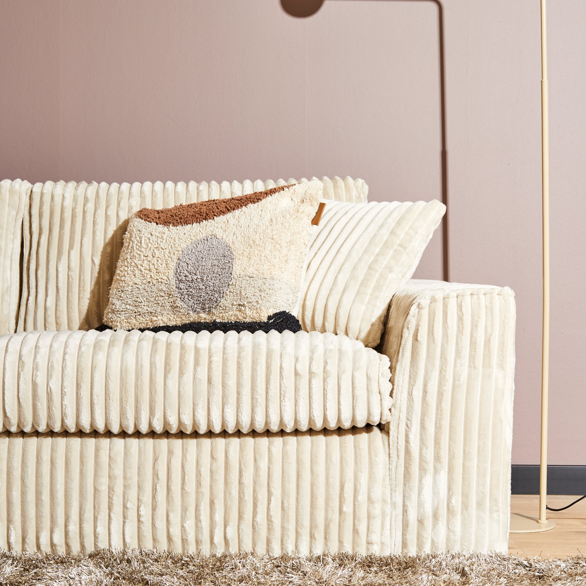 Sofa Teddy | 2,5 zits + Divan Rechts | Beige