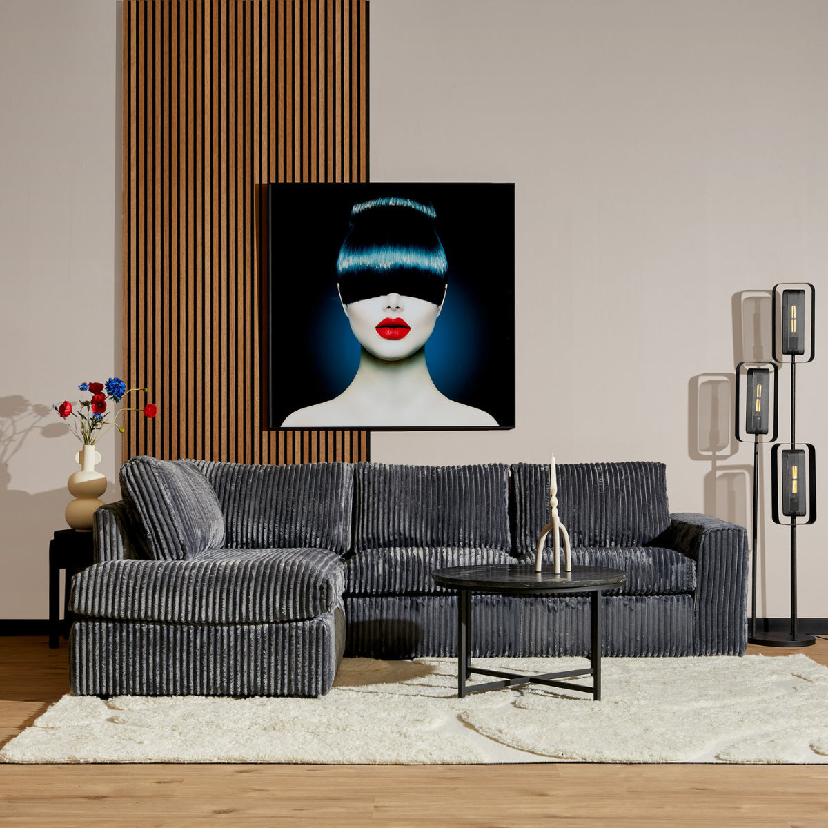 Sofa Teddy | Divan Links + 2,5 zits | Antraciet