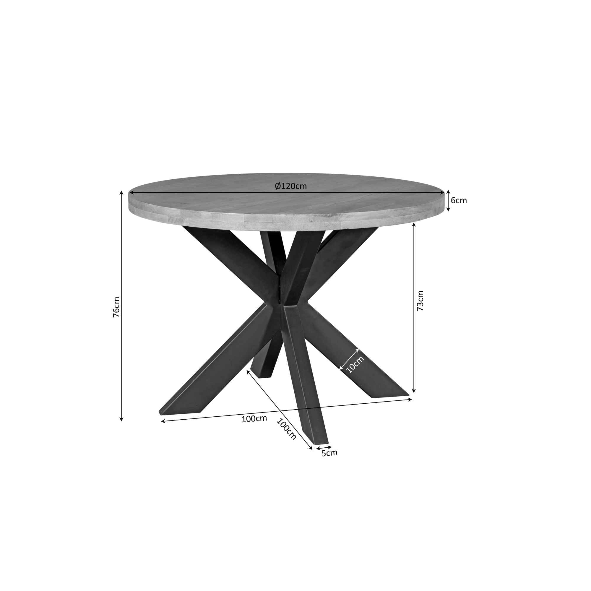 Eetkamertafel Denver | Rond | Mangohout | 110 cm