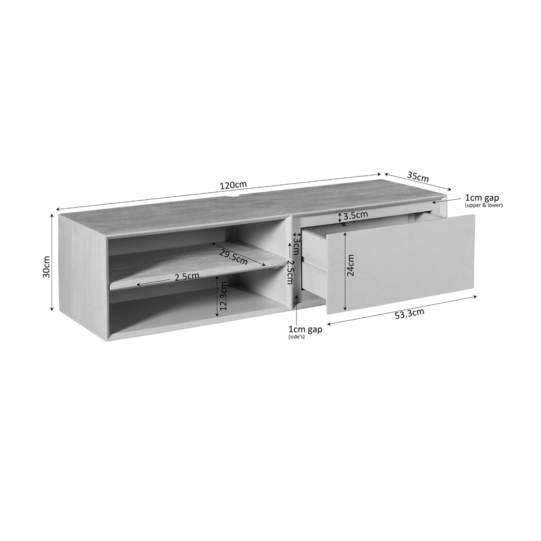 Zwevend tv meubel Ambiance Taupe | 120 cm