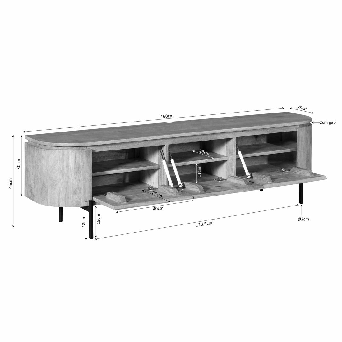 TV-Schrank, Farbe: Exzellentes Taupe | 160 cm