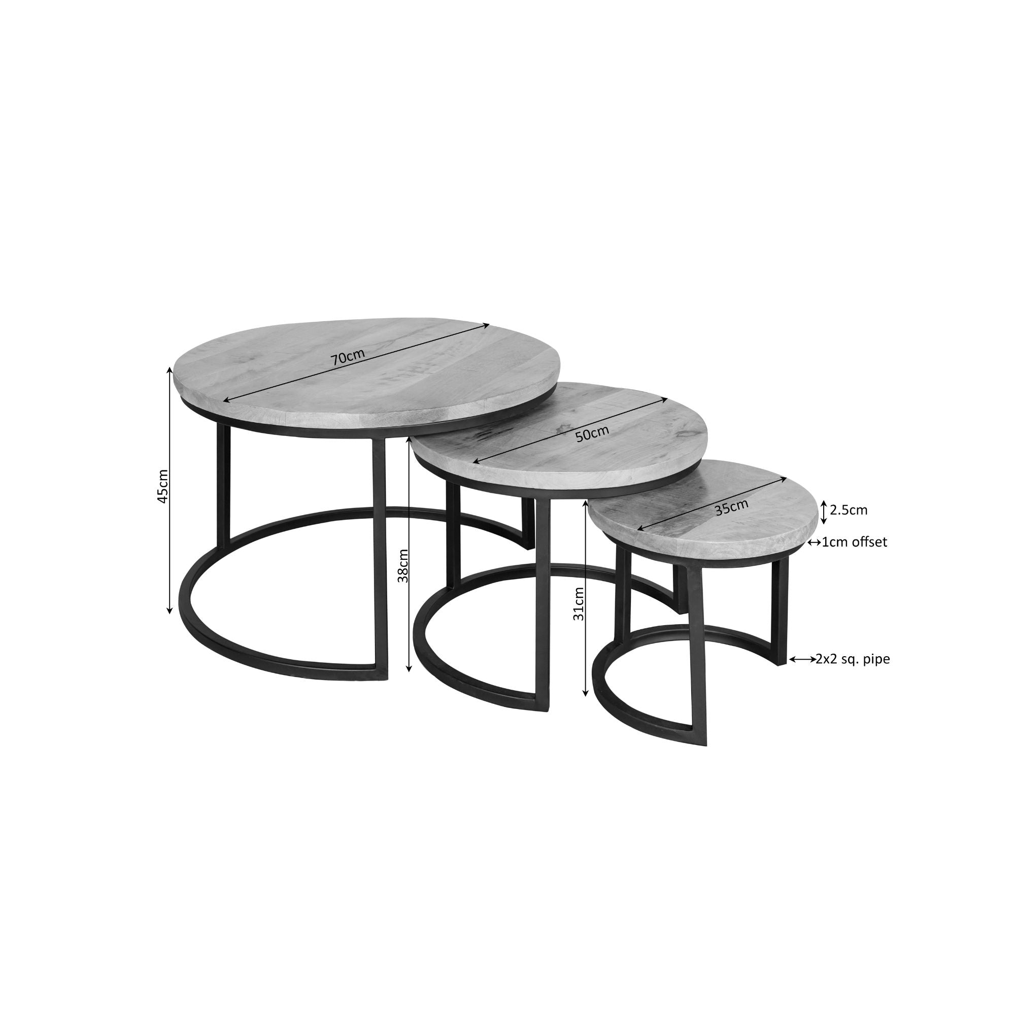 Couchtisch Madison Sand | 70 cm | 3er-Set