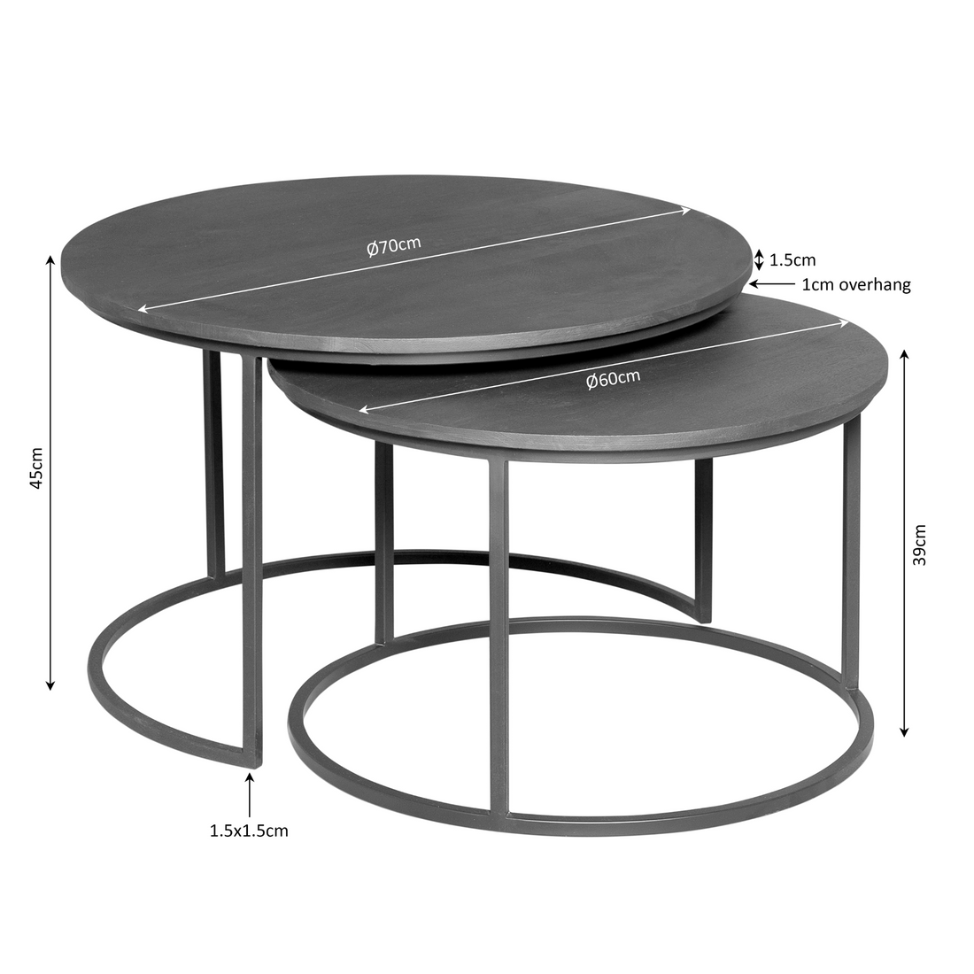 Salontafel Madison Brown | 70 cm | set van 2