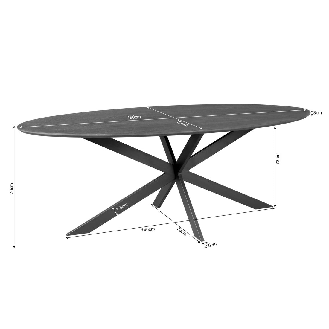 Eiken eettafel Ferris | Ovaal 180 cm | Naturel