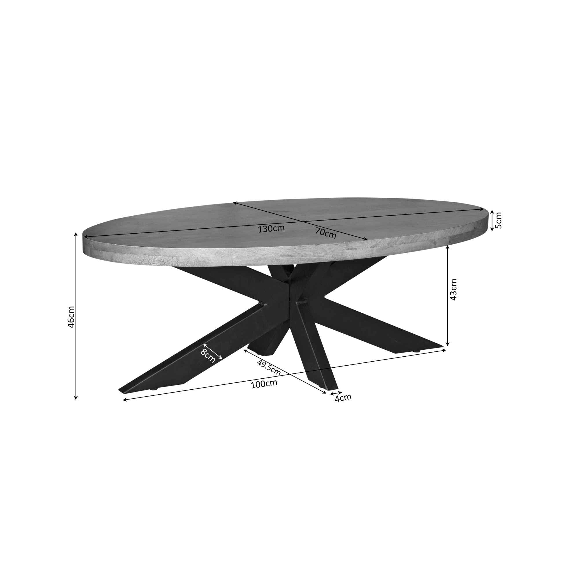 Salontafel Denver | 130 cm | Ovaal