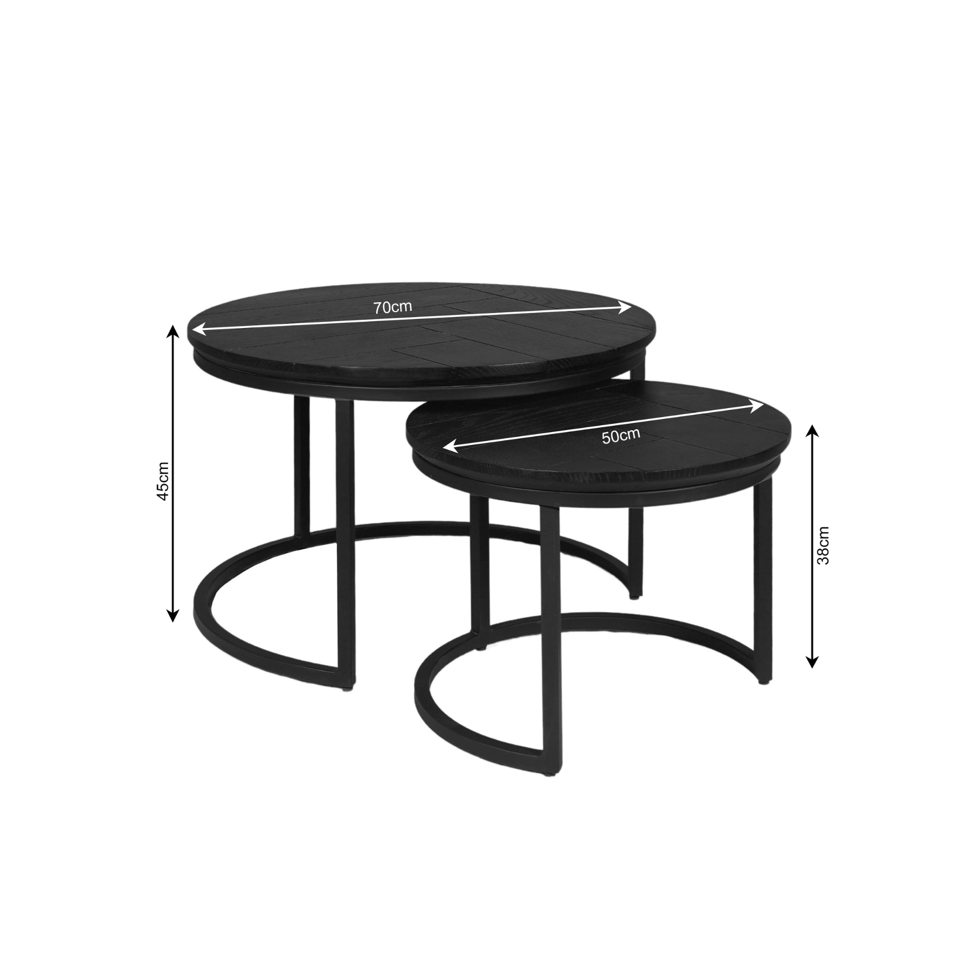 Couchtisch Otik Schwarze Eiche | 70 cm | 2er-Set