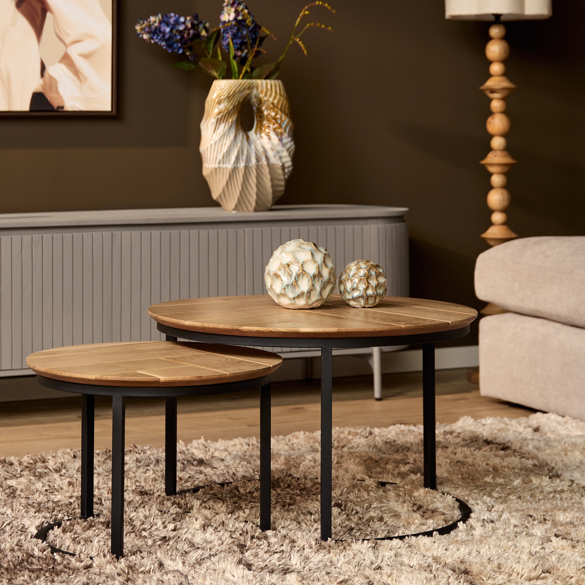 Couchtisch Otik Natureiche | 70 cm | 2er-Set